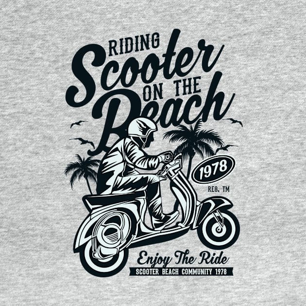 Riding Scooter On The Beach by lionkingdesign